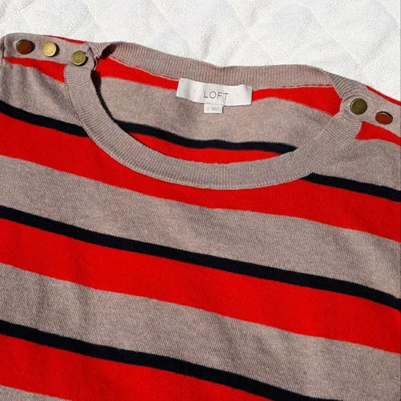 ✅Orange, Black, & Tan Striped Shirt by Loft - Picture 7 of 8